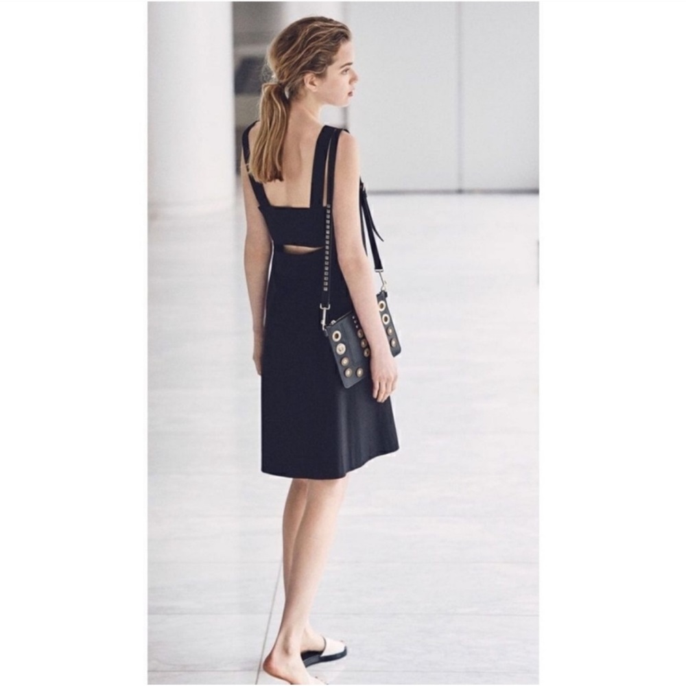 Theory Cicieema Sleeveless Cut Out Light Cotton Poplin Black Mini Dress